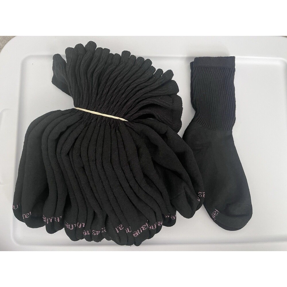 New 10 Pair Hanes Women’s Crew Socks Black Size Small